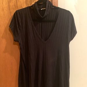 Black Short Sleeve Top with Built-In Choker